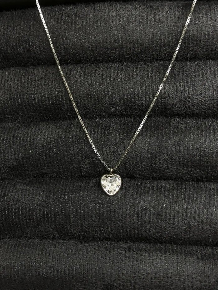 Colar Feminino Prata 925 Ponto De Luz Zircônia Coração 45cm Prateado - Imagem 6