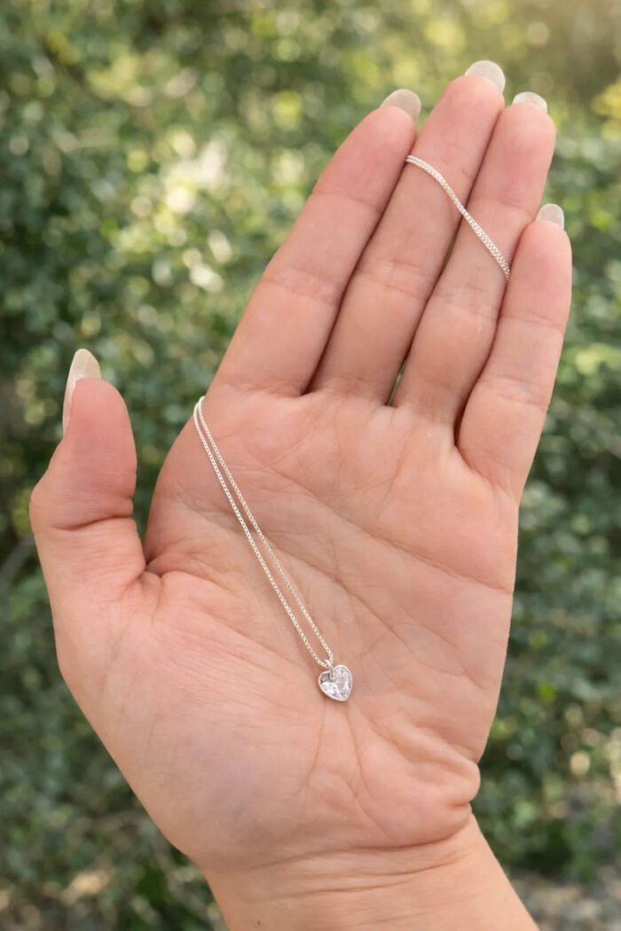 Kit Colar E Pulseira Prata 925 Coração Cristal Caixinha Pres Prateado - Imagem 6