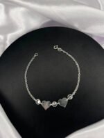 Pulseira Prata 925 Feminina Coração Zircônia Delicada Prateado 18 Cm - Imagem 2
