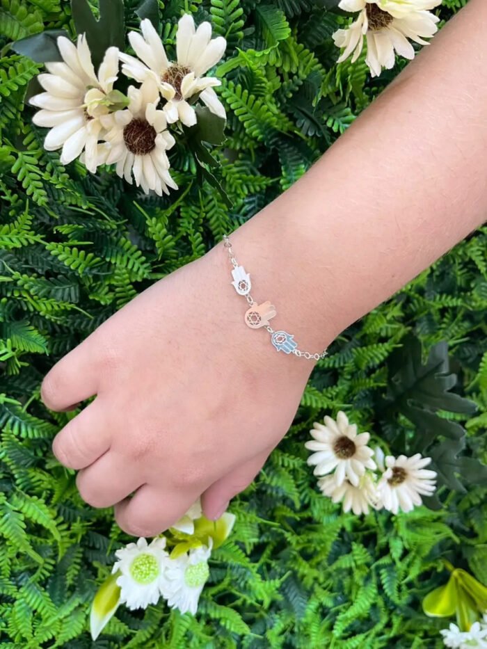 Pulseira Mão De Fátima Patuá Prata 925 Feminina Ajustável Prateado 18 Cm - Imagem 3