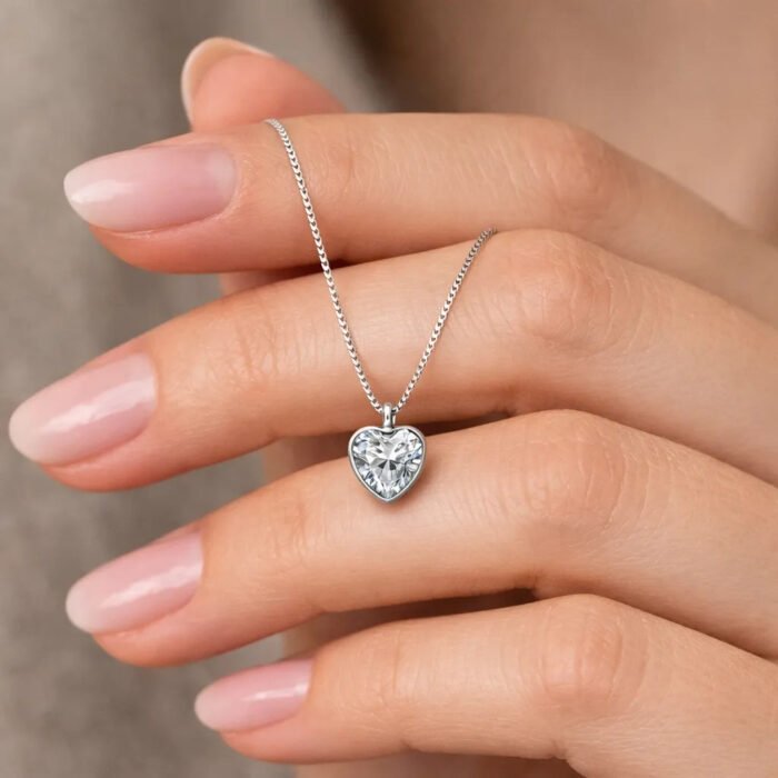 Colar Feminino Prata 925 Ponto De Luz Zircônia Coração 45cm Prateado - Imagem 5