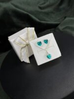 Kit Conjunto Prata 925 Feminino Coração Zircônia Turmalina Prateado - Imagem 3