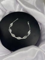 Pulseira Folhas Prata 925 Feminina Ajustavel Prateado 18 Cm - Imagem 3