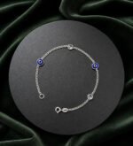 Pulseira Prata 925 Feminina Olho Grego Zircônia Cristal18 Cm Prateado 18 Cm - Imagem 5