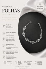Pulseira Folhas Prata 925 Feminina Ajustavel Prateado 18 Cm - Imagem 2