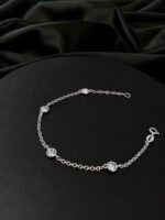 Pulseira Prata 925 Feminina Redonda Zircônia Cristal 18 Cm Prateado 18 Cm - Imagem 5