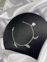 Pulseira Feminina Salto Batom Bolsa Prata 925 Luxo Prateado 18 Cm - Imagem 3