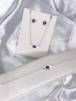 Kit Olho Grego Prata 925 Gargantilha + Pulseira + Brincos Prateado - Imagem 5