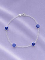 Pulseira Prata 925 Feminina Olho Grego Azul Zircônia 18 Cm Prateado 18 Cm - Imagem 3