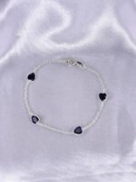 Pulseira Prata 925 Feminina Coração Zircônia Preta 18 Cm Prateado 18 Cm - Imagem 5