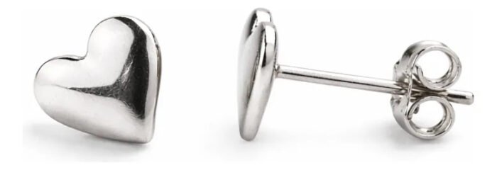 Par Brinco Coração Prata 925 Legitima Delicado Feminino Prateado - Imagem 1