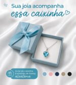 Colar Feminino Ponto De Luz Coracao Prata 925 Caixinha Azul Celeste - Imagem 4