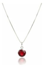 Colar Feminino Ponto De Luz Redondo Prata 925 Caixinha Vermelho