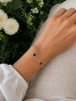 Pulseira Prata 925 Feminina Coração Zircônia Preta 18 Cm Prateado 18 Cm - Imagem 3