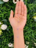 Pulseira Prata 925 Feminina Coração Zirconia Rosa Tam 18cm Prateado 18 Cm - Imagem 5