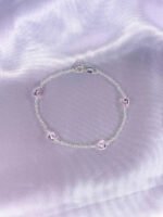 Pulseira Prata 925 Feminina Coração Zirconia Rosa Tam 18cm Prateado 18 Cm - Imagem 4