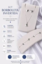 Kit Conj Borboleta Prata 925 Gargantilha Pulseira Brincos Prateado - Imagem 2