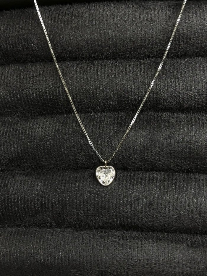 Colar Feminino Coração Ponto Luz Prata 925 Caixinha Presente Prateado - Imagem 7