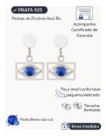 Brinco Brasil Prata 925 Legitima Pendurada Bandeira Brasil Prateado - Imagem 2