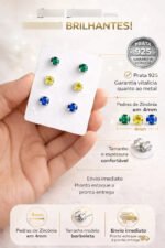 Kit Brinco Brasil Prata 925 Copa Do Mundo Ponto Luz Feminino Prateado - Imagem 2