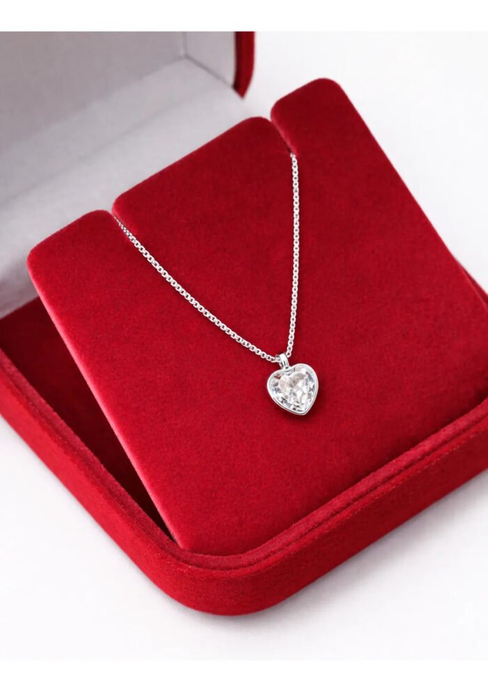 Kit Colar E Pulseira Prata 925 Coração Cristal Caixinha Pres Prateado - Imagem 5