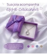 Colar Feminino Ponto De Luz Coracao Prata 925 Caixinha Branco - Imagem 4