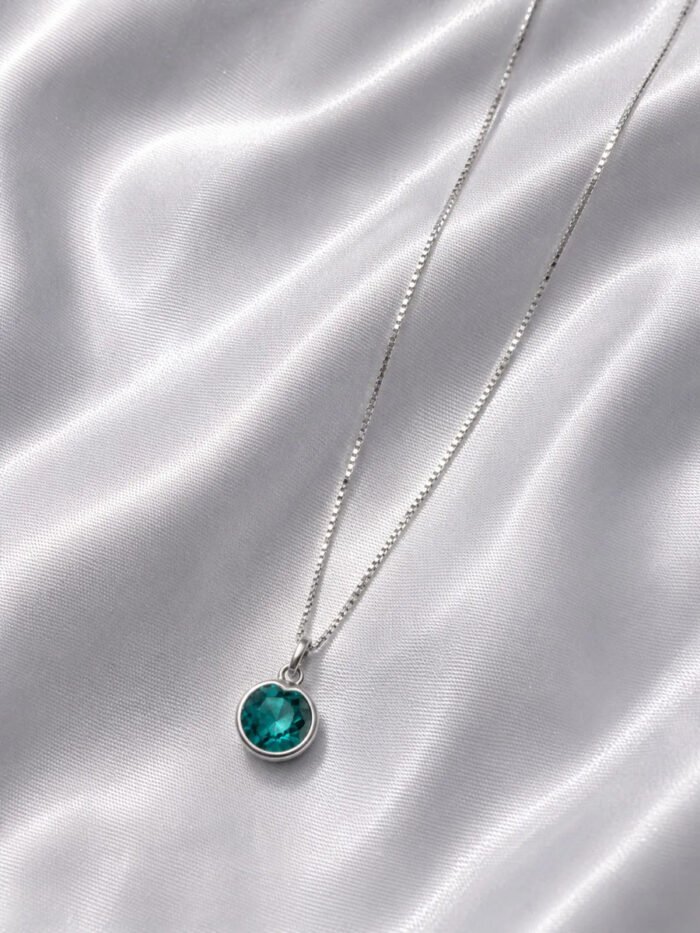 Colar Feminino Ponto De Luz Redondo Prata 925 Caixinha Turmalina - Imagem 4
