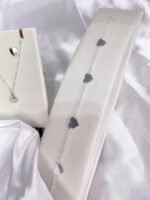 Kit Conj Coração Prata 925 Gargantilha Pulseira Brincos Femi Prateado - Imagem 3