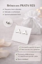 Par Brinco Cauda Sereia Prata 925 Legitima Delicado Feminino Prateado - Imagem 2