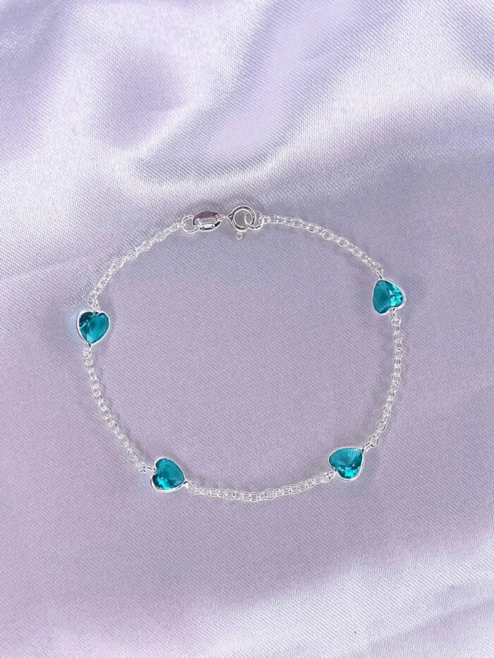 Pulseira Prata 925 Feminina Coração Zircônia Turmalina 18 Cm Prateado 19 Cm 18 Cm - Imagem 6