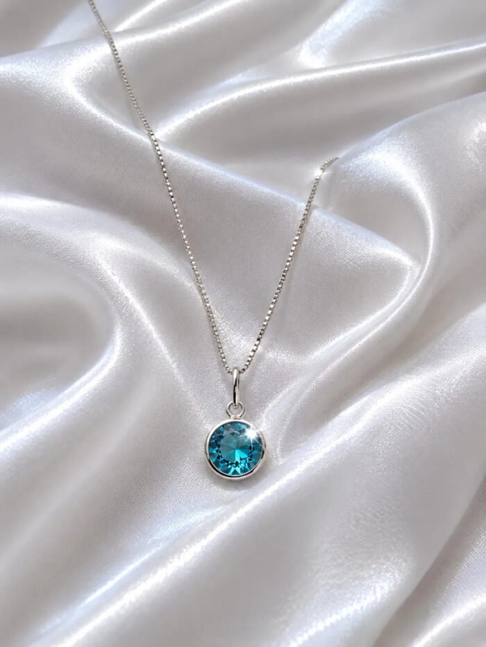 Colar Feminino Ponto De Luz Redondo Prata 925 Caixinha Azul Celeste - Imagem 4