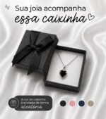 Colar Feminino Ponto De Luz Coracao Prata 925 Caixinha Preto - Imagem 4