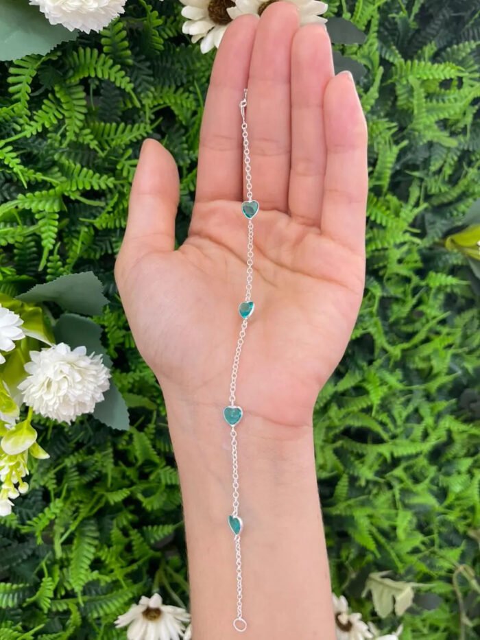 Pulseira Prata 925 Feminina Coração Zircônia Turmalina 18 Cm Prateado 19 Cm 18 Cm - Imagem 3