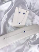 Kit Olho Grego Prata 925 Gargantilha + Pulseira + Brincos Prateado - Imagem 6