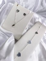 Kit Conj Coração Prata 925 Gargantilha Pulseira Brincos Femi Prateado - Imagem 5