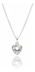 Colar Feminino Ponto De Luz Coracao Prata 925 Caixinha Branco