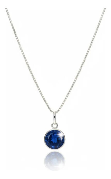 Colar Feminino Ponto De Luz Redondo Prata 925 Caixinha Azul