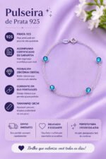 Pulseira Prata 925 Feminina Redonda Zircônia Azul Clar 18 Cm Prateado 18 Cm - Imagem 2