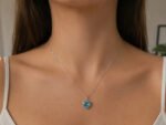 Colar Feminino Ponto De Luz Coracao Prata 925 Caixinha Azul Celeste - Imagem 3