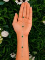 Pulseira Prata 925 Feminina Redonda Zircônia Verde 18 Cm Prateado 18 Cm - Imagem 6
