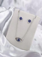 Kit Olho Grego Prata 925 Gargantilha + Pulseira + Brincos Prateado - Imagem 3