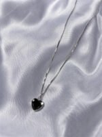 Colar Feminino Ponto De Luz Coracao Prata 925 Caixinha Preto - Imagem 5