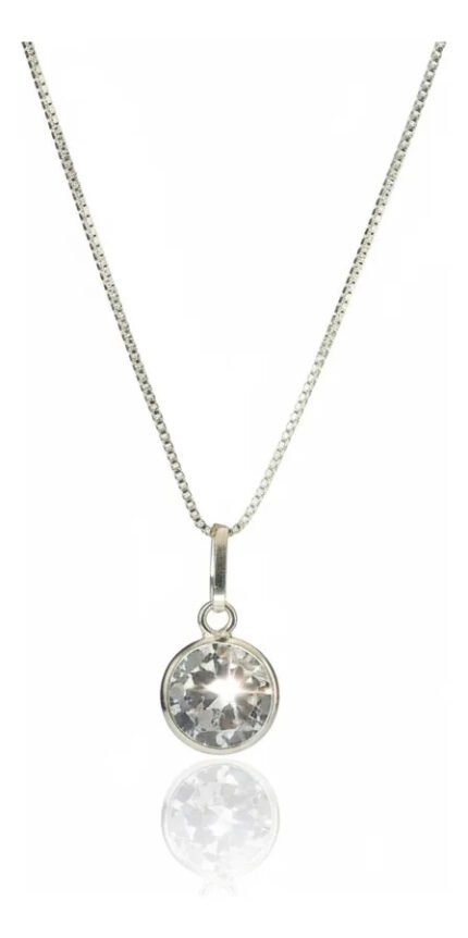 Colar Feminino Ponto De Luz Redondo Prata 925 Caixinha Branco