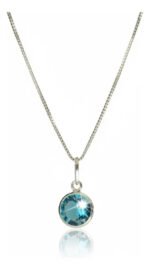 Colar Feminino Ponto De Luz Redondo Prata 925 Caixinha Azul Celeste