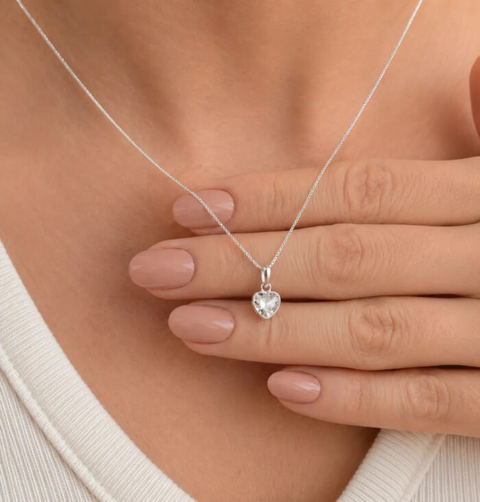 Kit Joia Feminina Em Prata 925 Legítima Coração Zircônia Cri Prateado - Imagem 5