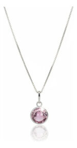 Colar Feminino Ponto De Luz Redondo Prata 925 Caixinha Rosa