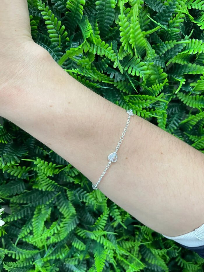 Pulseira Prata 925 Feminina Coração Zircônia Cristal 18 Cm Prateado 19 Cm 18 Cm - Imagem 3