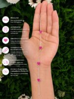 Pulseira Prata 925 Feminina Coração Zirconia Pink Tam 18cm Prateado 18 Cm - Imagem 2
