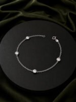 Pulseira Prata 925 Feminina Redonda Zircônia Cristal 18 Cm Prateado 18 Cm - Imagem 7