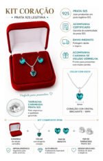 Colar E Brincos Feminino Ponto De Luz Coração Prata Pura 925 Prateado - Imagem 2